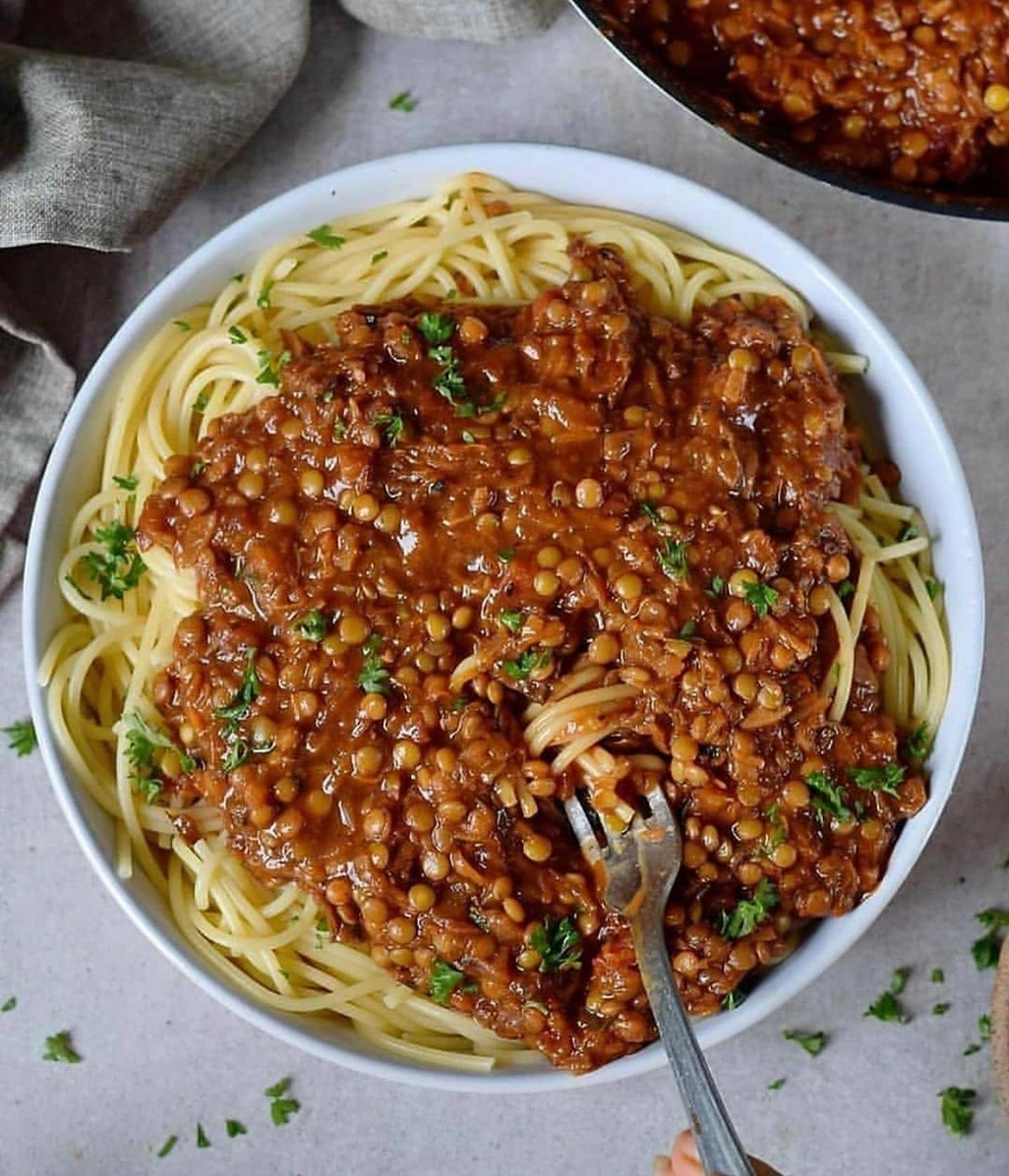 Hearty Vegan Lentil Bolognese Pasta