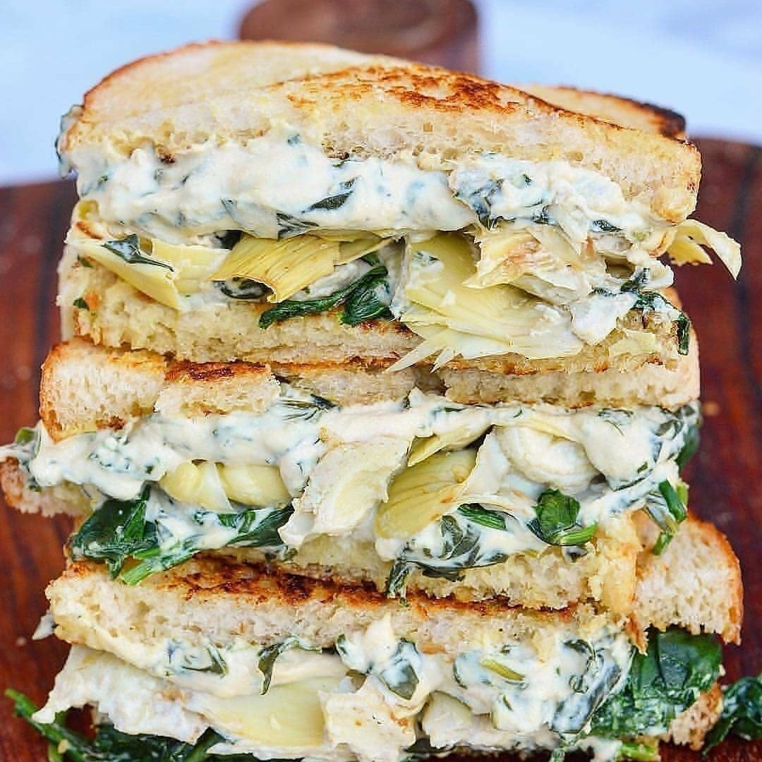 Vegan Artichoke Spinach Grilled Cheese Sandwich