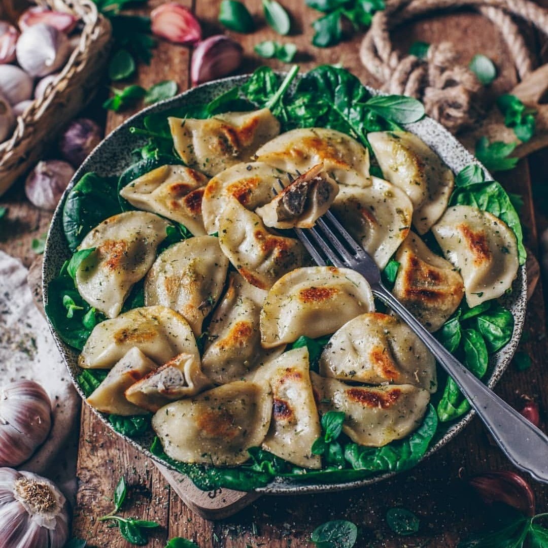 Vegan Polish Pierogi with Mushroom Filling