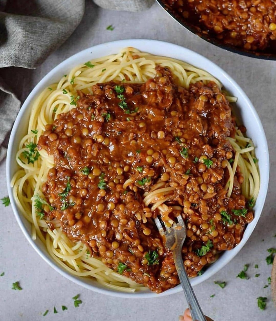 Hearty Vegan Lentil Bolognese Pasta