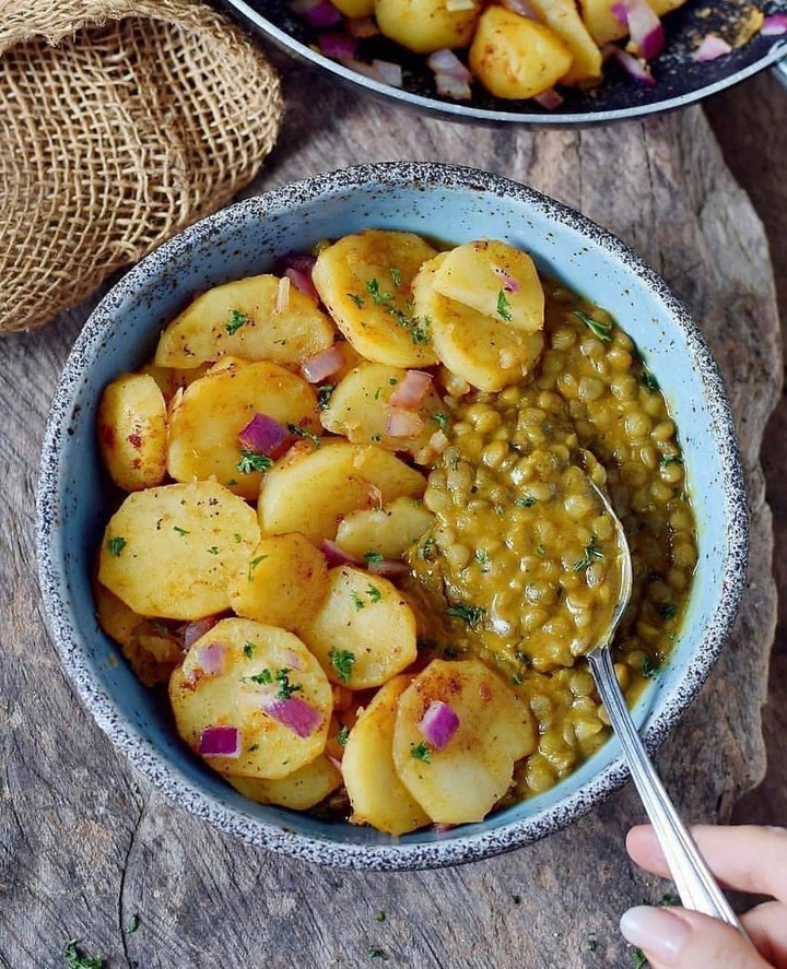 Vegan Lentil Stew with Coconut Mashed Potatoes