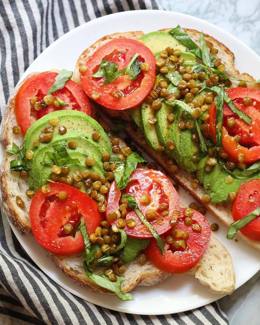 Simple Plant-Based Avocado Toast with Lentils