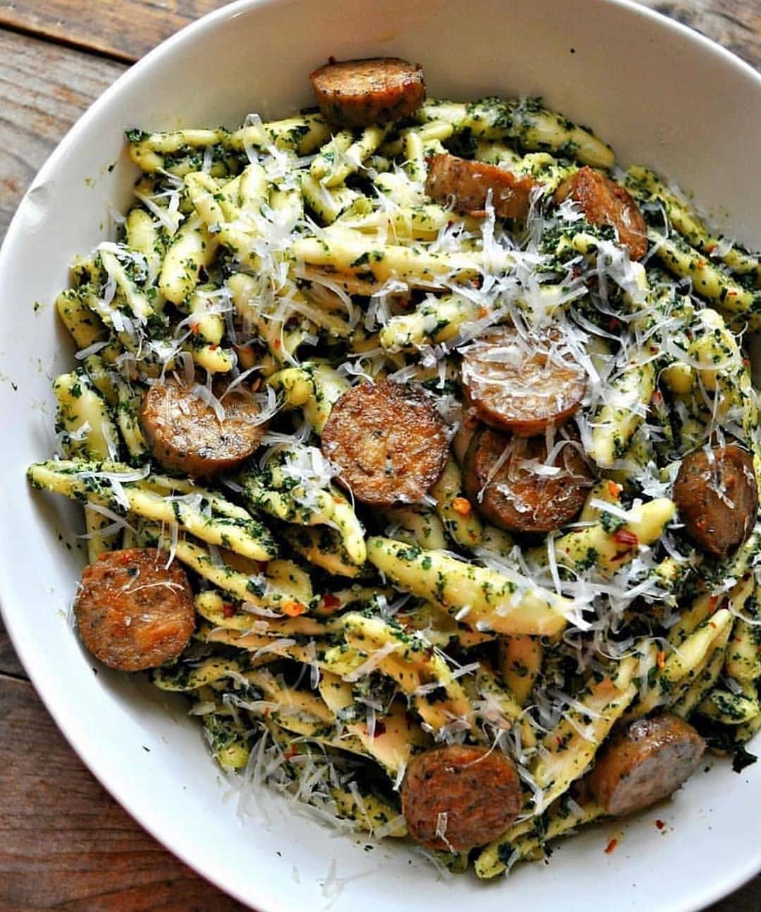 Vegan Roasted Kale Pesto with Sausage