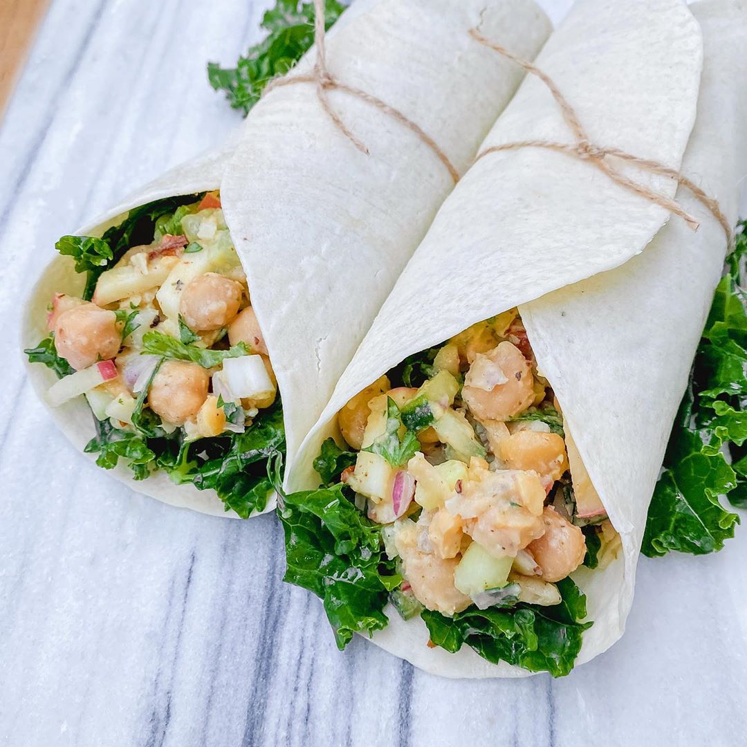 Chickpea Caesar Salad Wraps