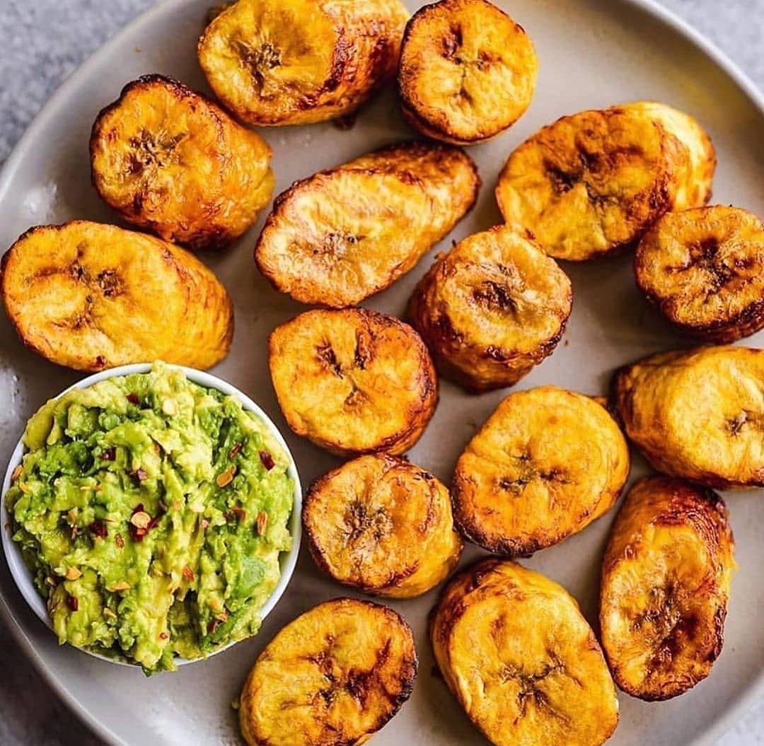 Crispy Air Fryer Plantains with Chunky Guacamole