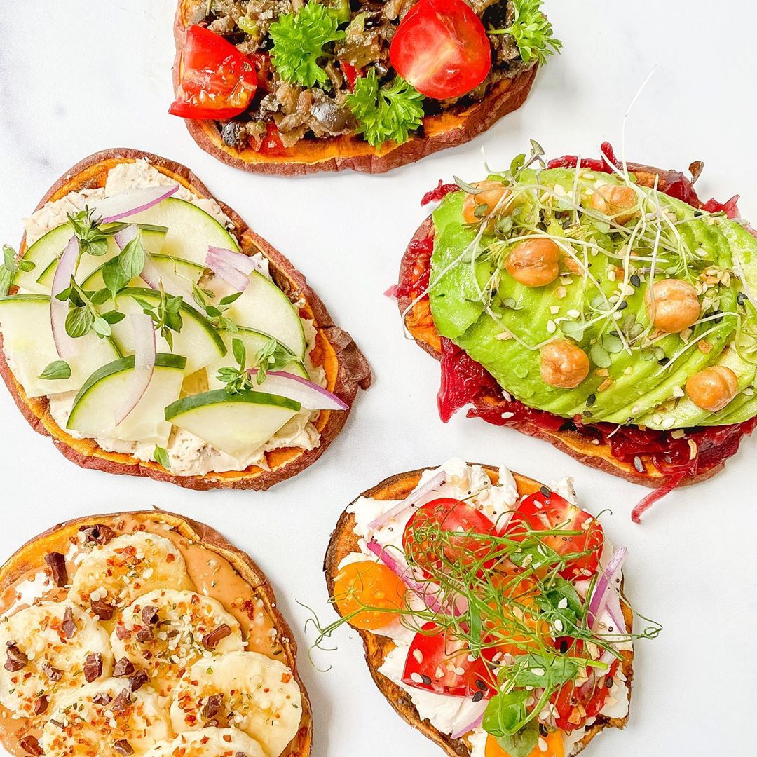 Sweet Potato Toasts with Topping Variations