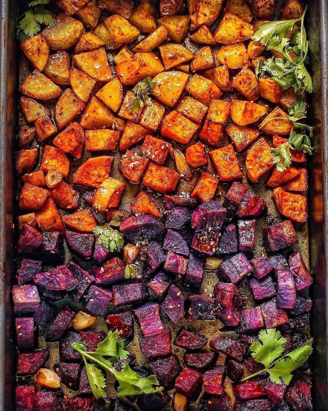 Moroccan Inspired Roasted Rainbow Potatoes