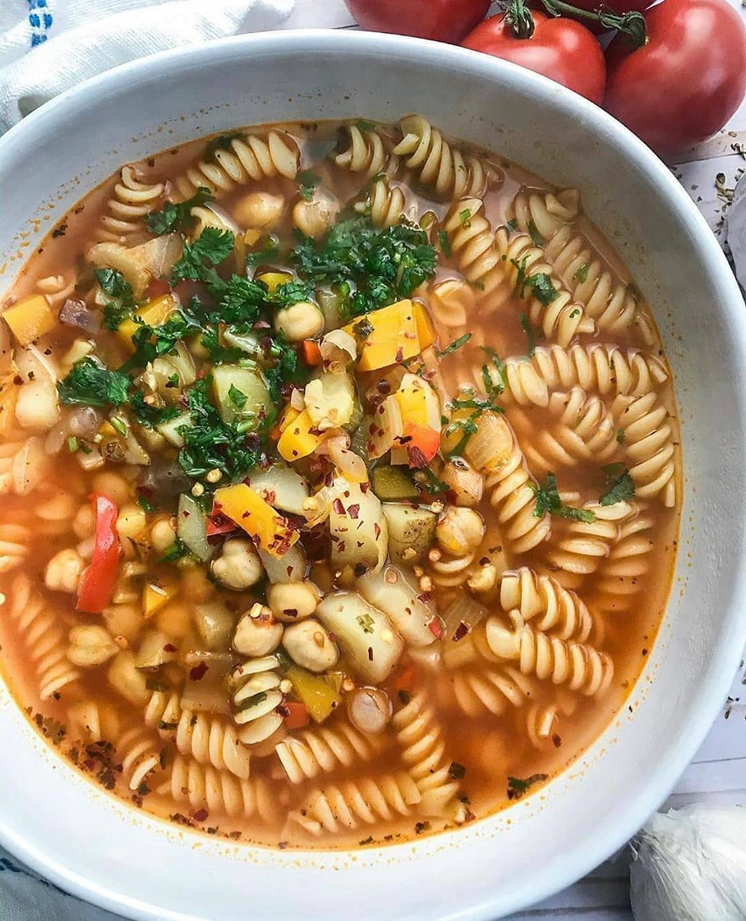 Hearty Vegan Chickpea Minestrone Soup with Pasta
