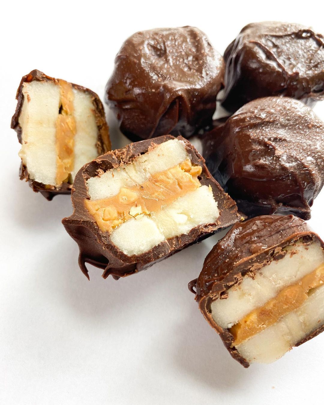 Chocolate Covered Bananas Filled with Peanut Butter