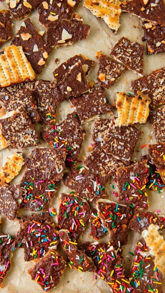 Crispy Matzo Toffee with Chocolate and Nuts