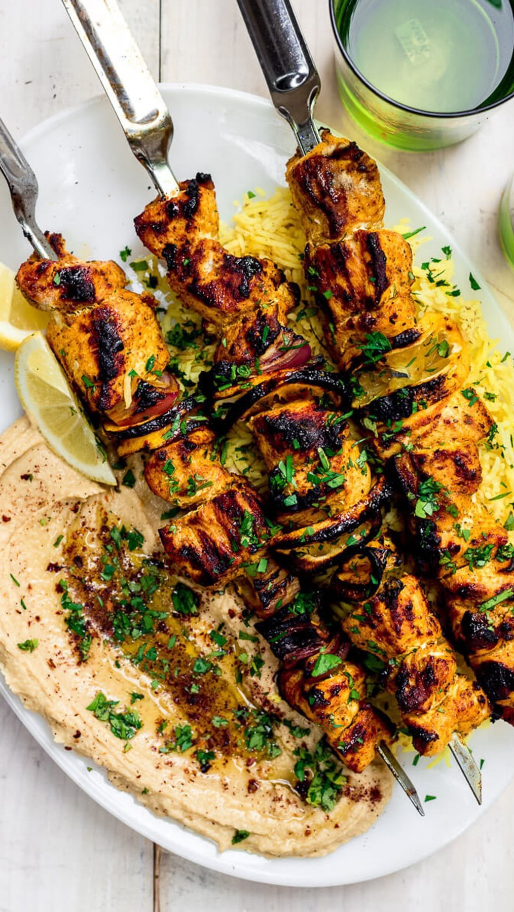 Grilled Chicken Shawarma Skewers with Lemon Salad
