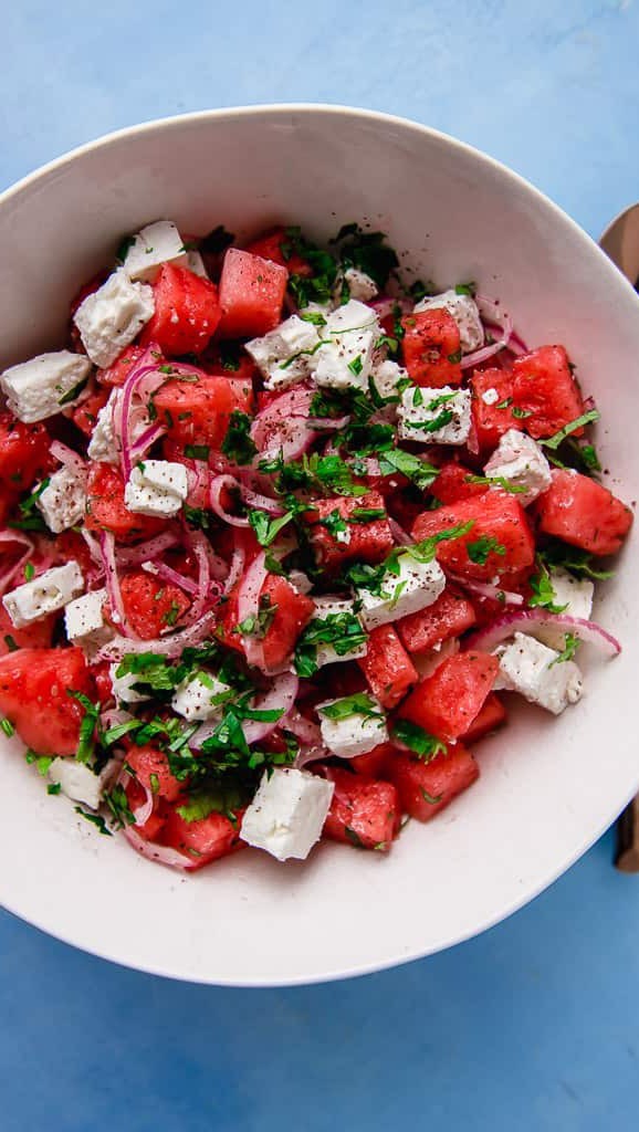 Mediterranean Watermelon Salad with Feta and Fresh Herbs