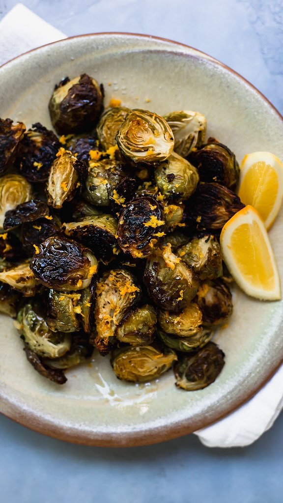 Roasted Brussels Sprouts with Lemon Zest and Parmesan