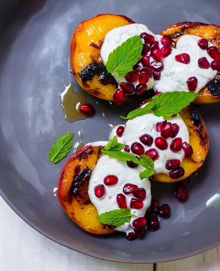 Grilled Peaches with Vanilla Labneh and Honey