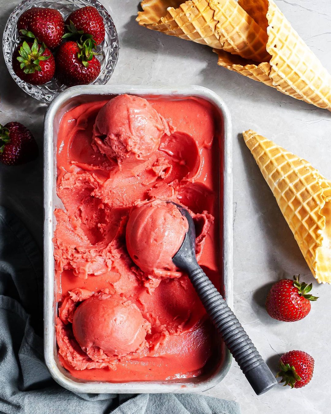Easy Homemade Strawberry Rhubarb Sorbet