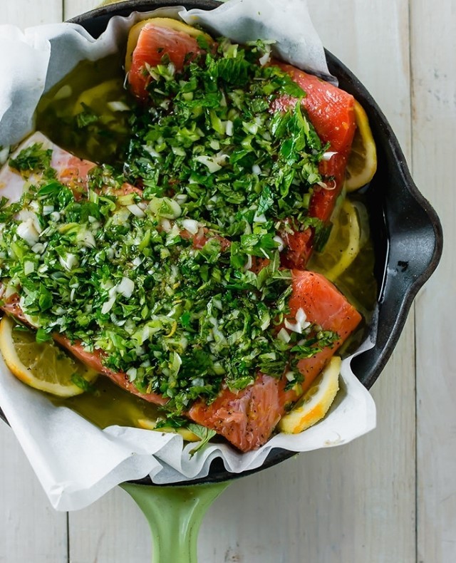 Citrus Herb Roasted Salmon with White Wine