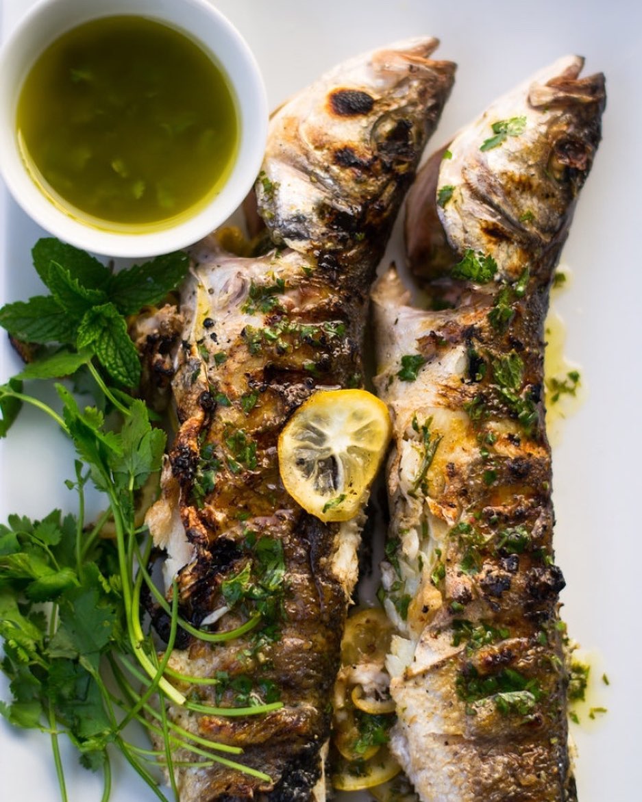 Grilled Whole Branzino with Lemon and Herbs