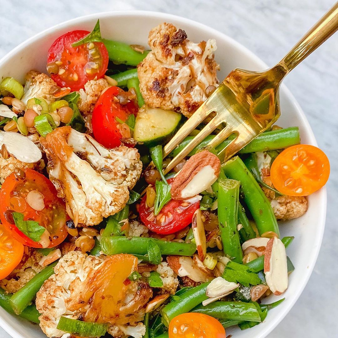 Balsamic Roasted Cauliflower Lentil Bowl