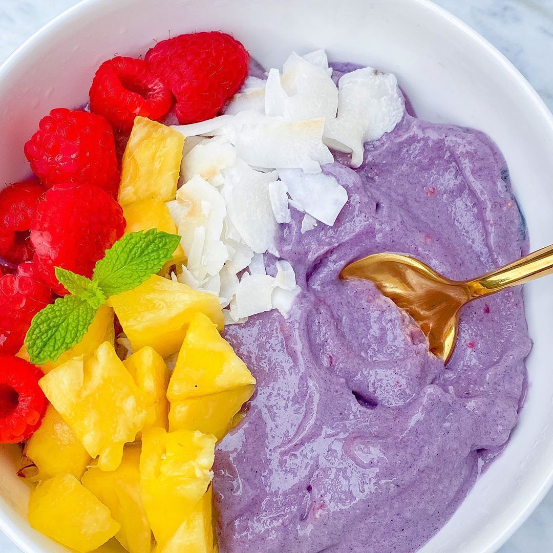 Purple Smoothie Bowl with Butterfly Pea