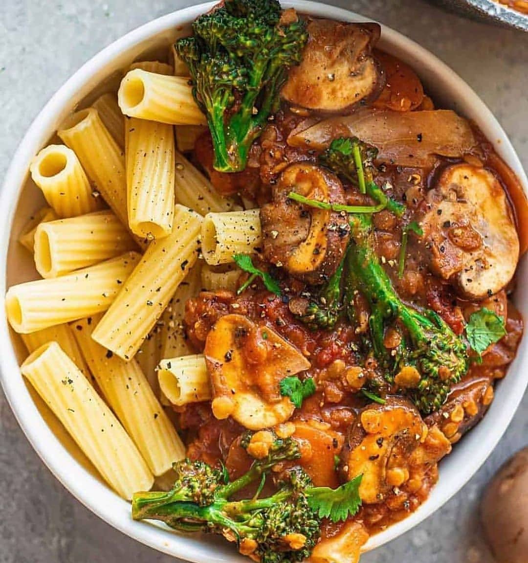 Simple Vegan Lentil Bolognese Pasta Bowl