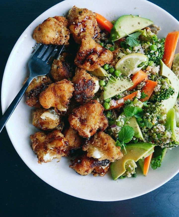 Crispy Vegan Cauliflower Bowl with Salad