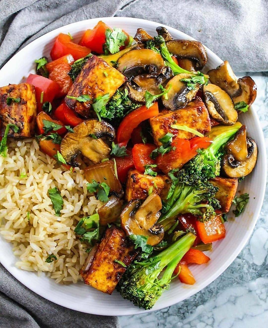 Vegan Tofu Vegetable Stir Fry Dinner