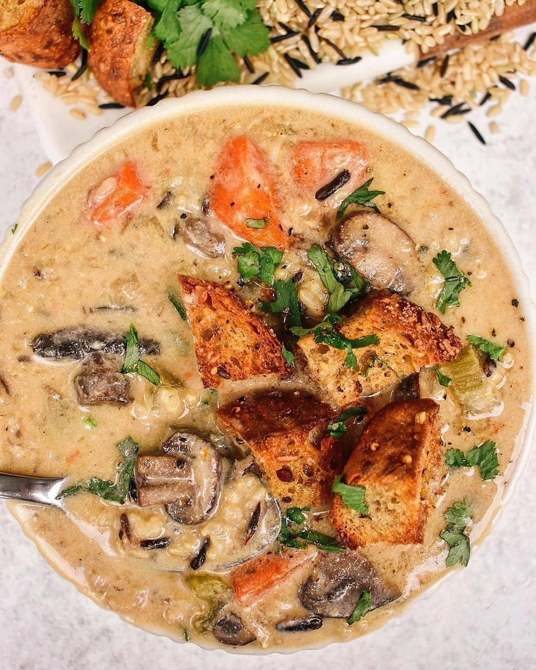 Vegan Creamy Wild Rice Vegetable Soup