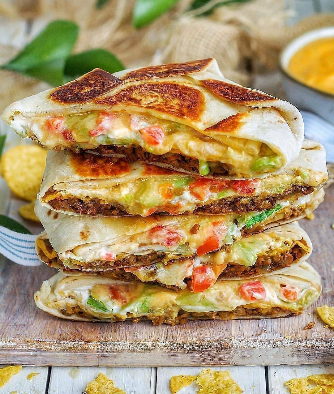 Taco-Style Vegan Crunchwraps with Cashew Sauce