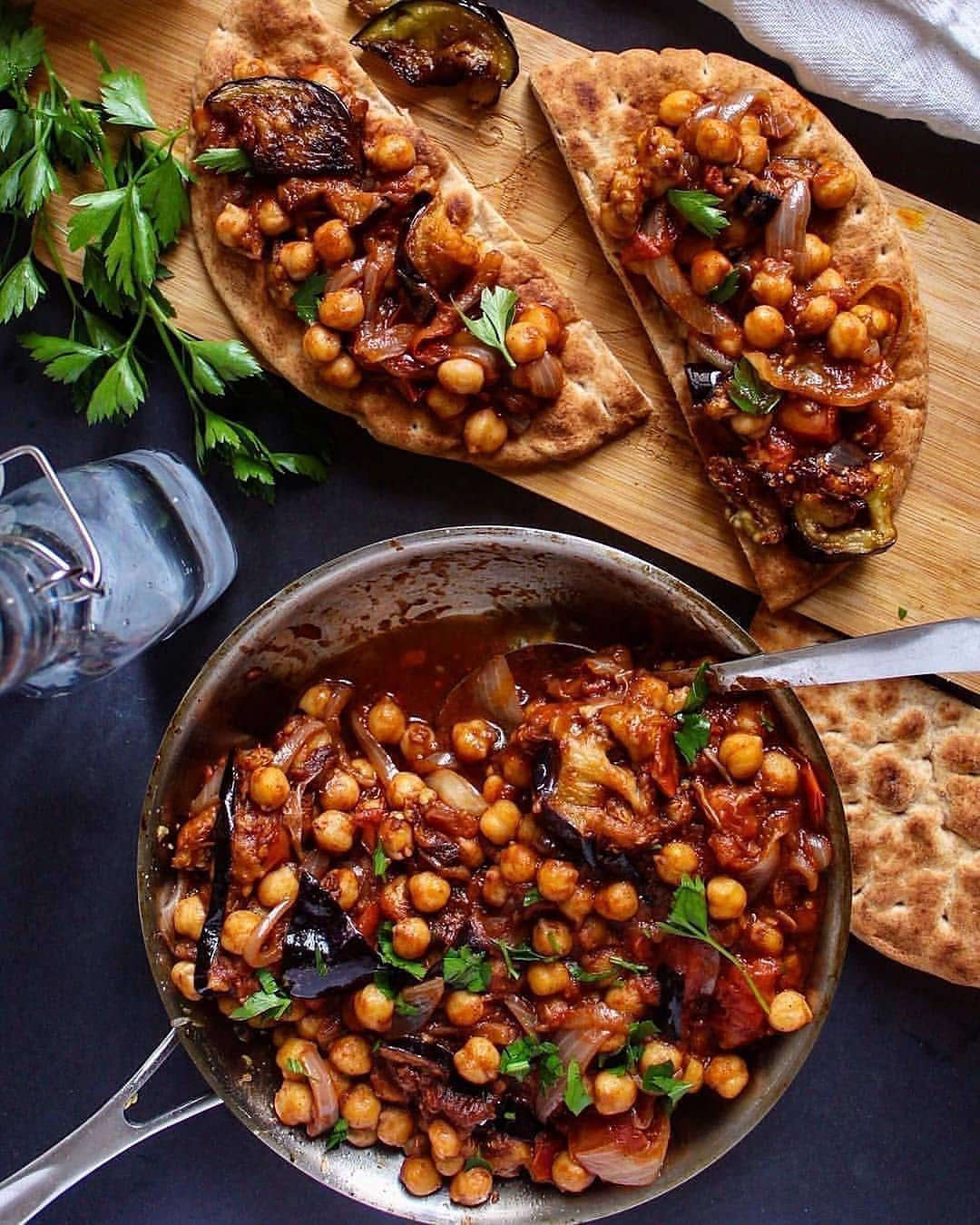 Lebanese Grilled Eggplant and Chickpea Stew