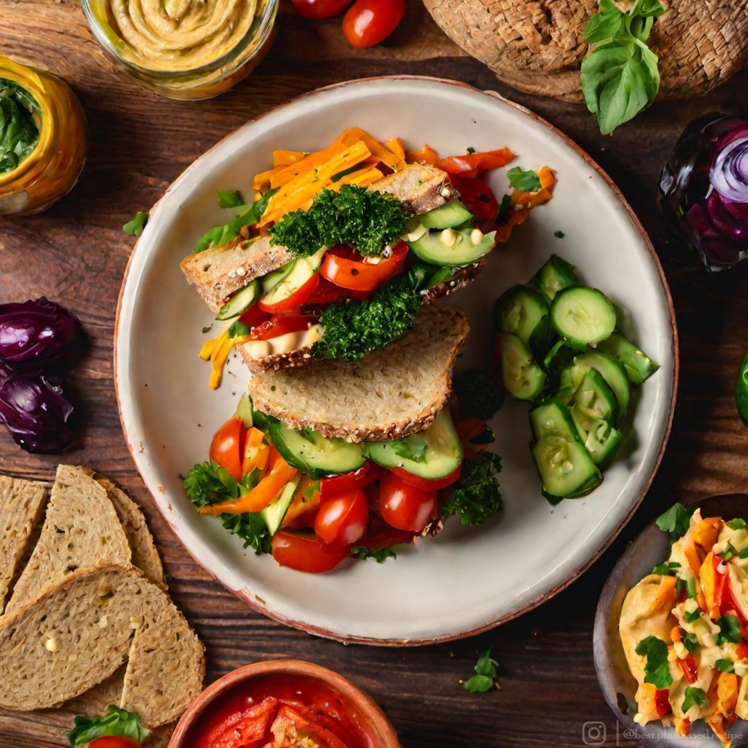 Vegan Roasted Vegetable Hummus Sandwich