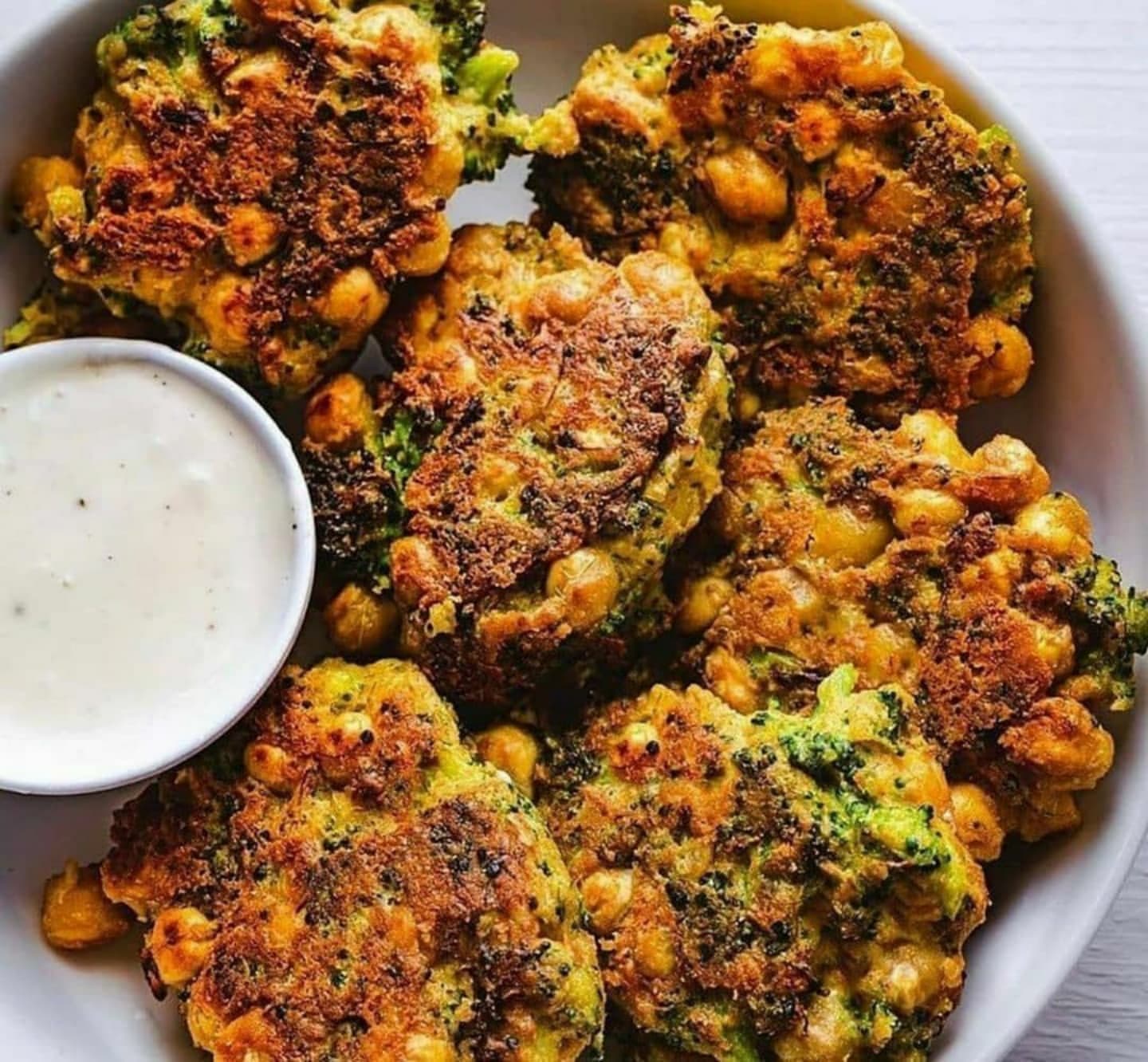Cheesy Chickpea Broccoli Fritters