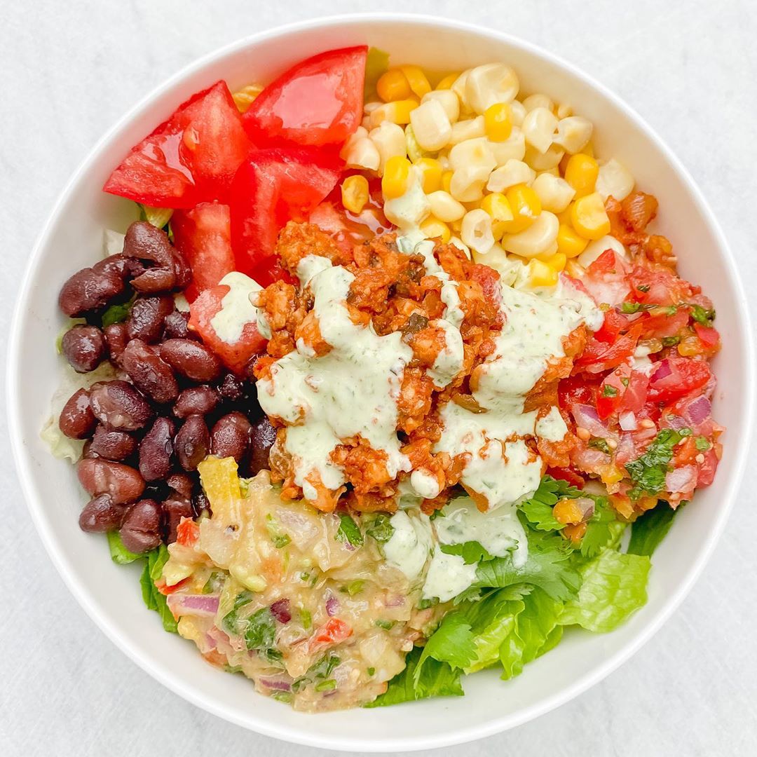 Tempeh Taco Salad with Cilantro Crema
