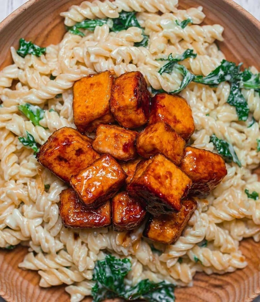 Creamy Coconut Pasta with Crispy Tofu