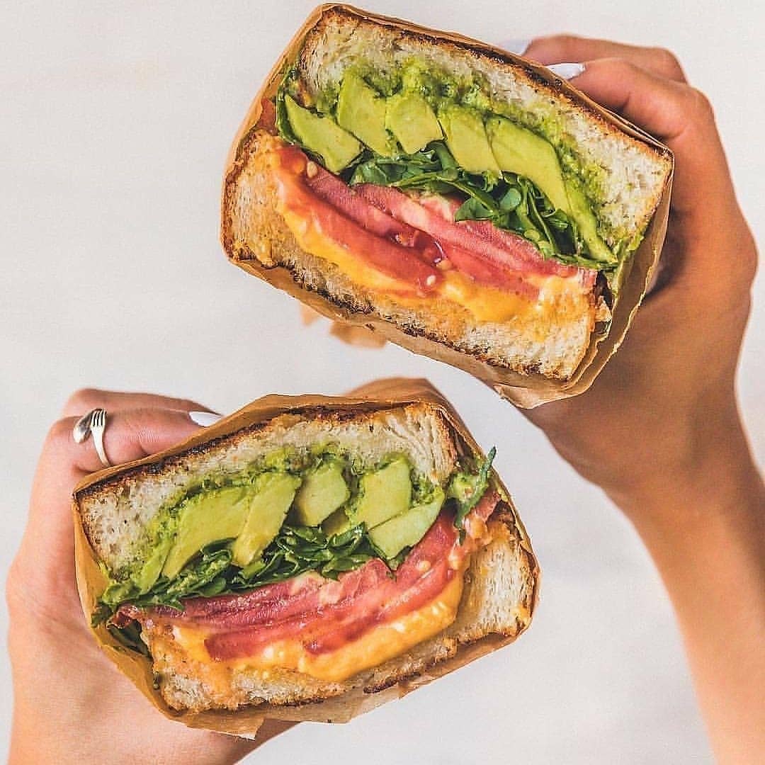 Vegan Veggie Sandwich with Homemade Basil Pesto