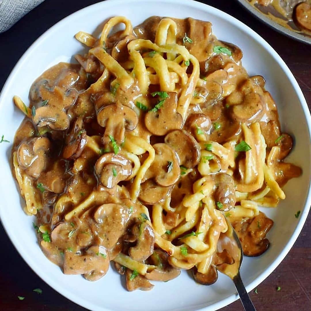 Creamy Vegan Mushroom Stroganoff for Two