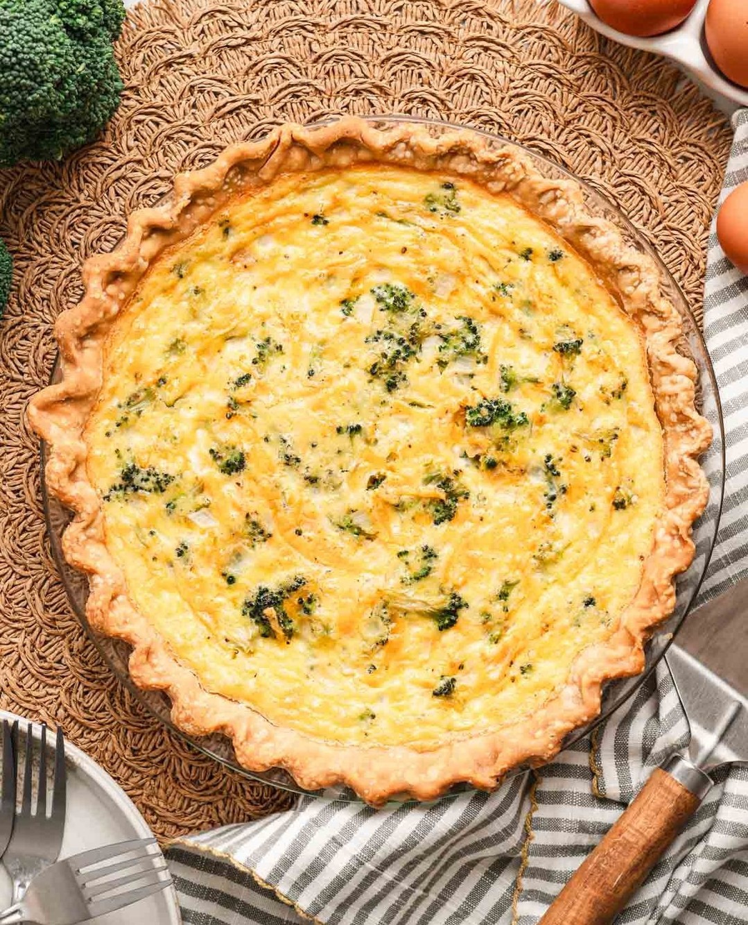 Easy Broccoli Cheddar Quiche for Brunch