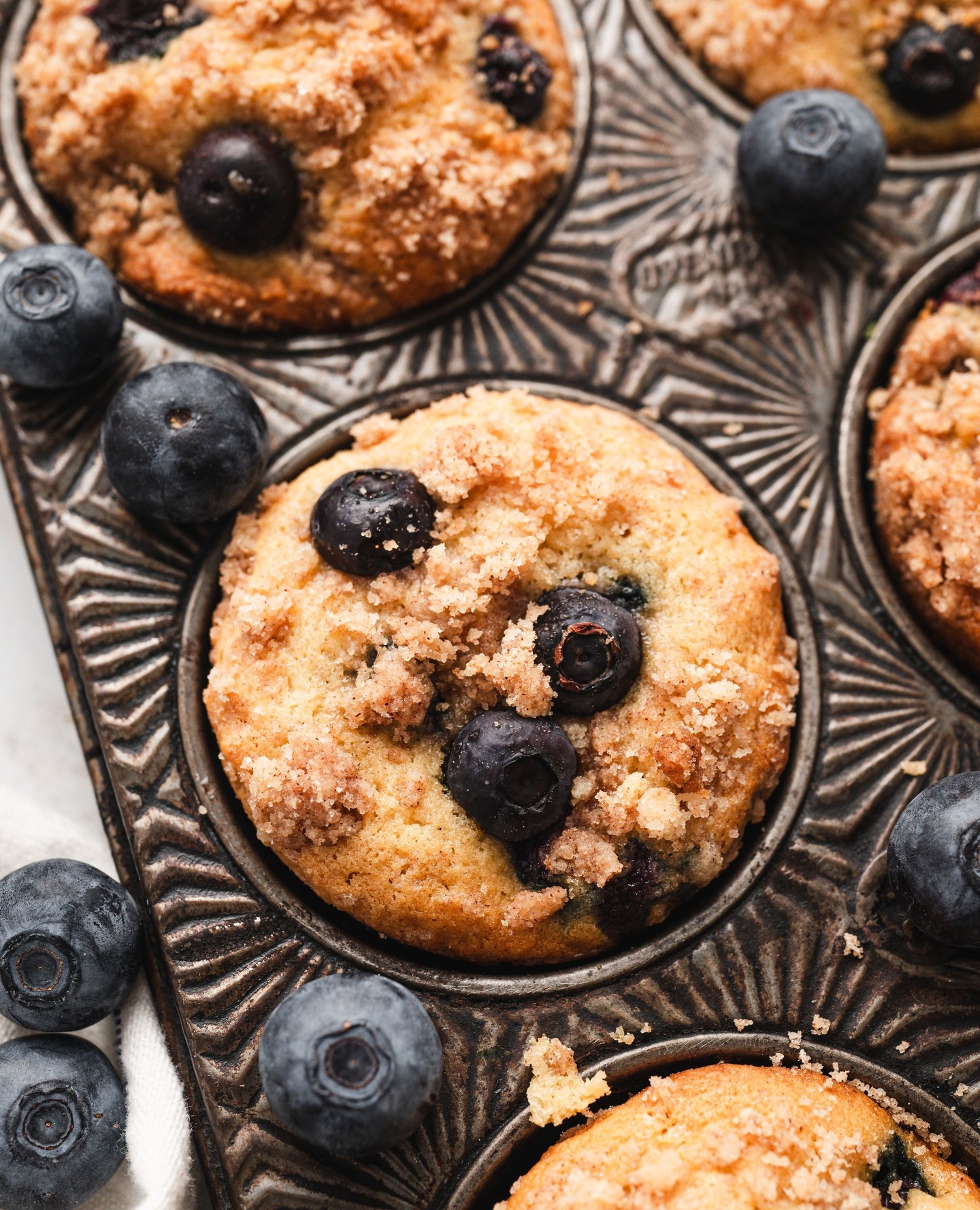Juicy Blueberry Streusel Muffins with Cinnamon Ribbon