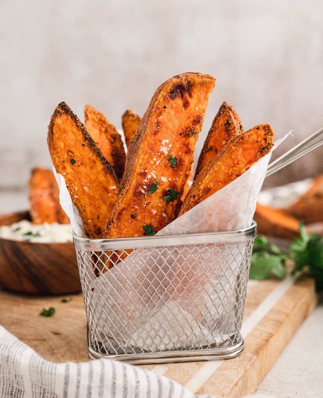 Crispy Baked Sweet Potato Wedges with Garlic Aioli