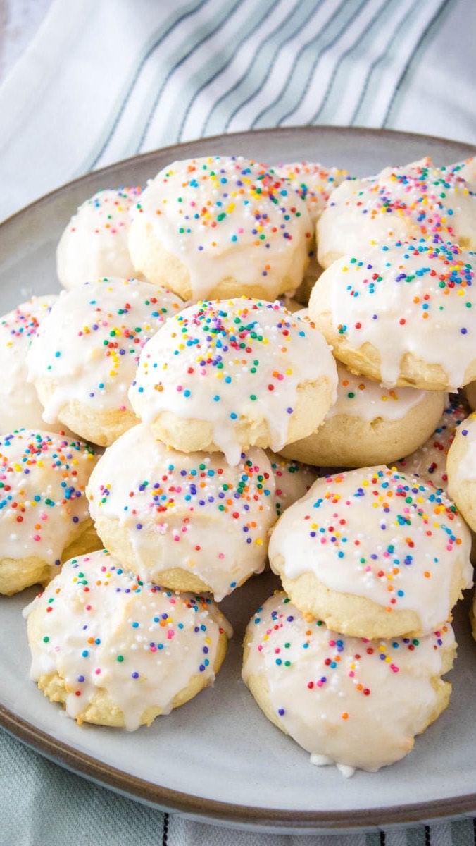 Tender Fluffy Ricotta Cookies with Icing and Sprinkles