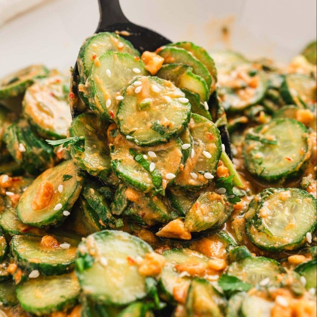 Crunchy Asian Cucumber Salad with Peanut Dressing