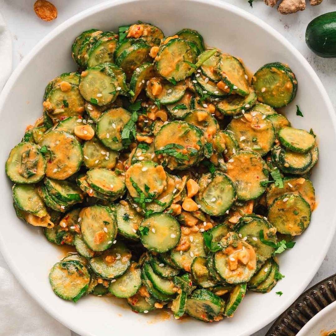 Crunchy Asian Cucumber Salad with Peanut Dressing