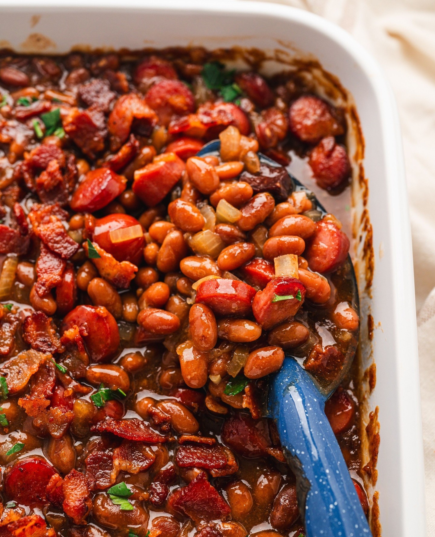 Smoky Bacon Hot Dogs and Baked Beans