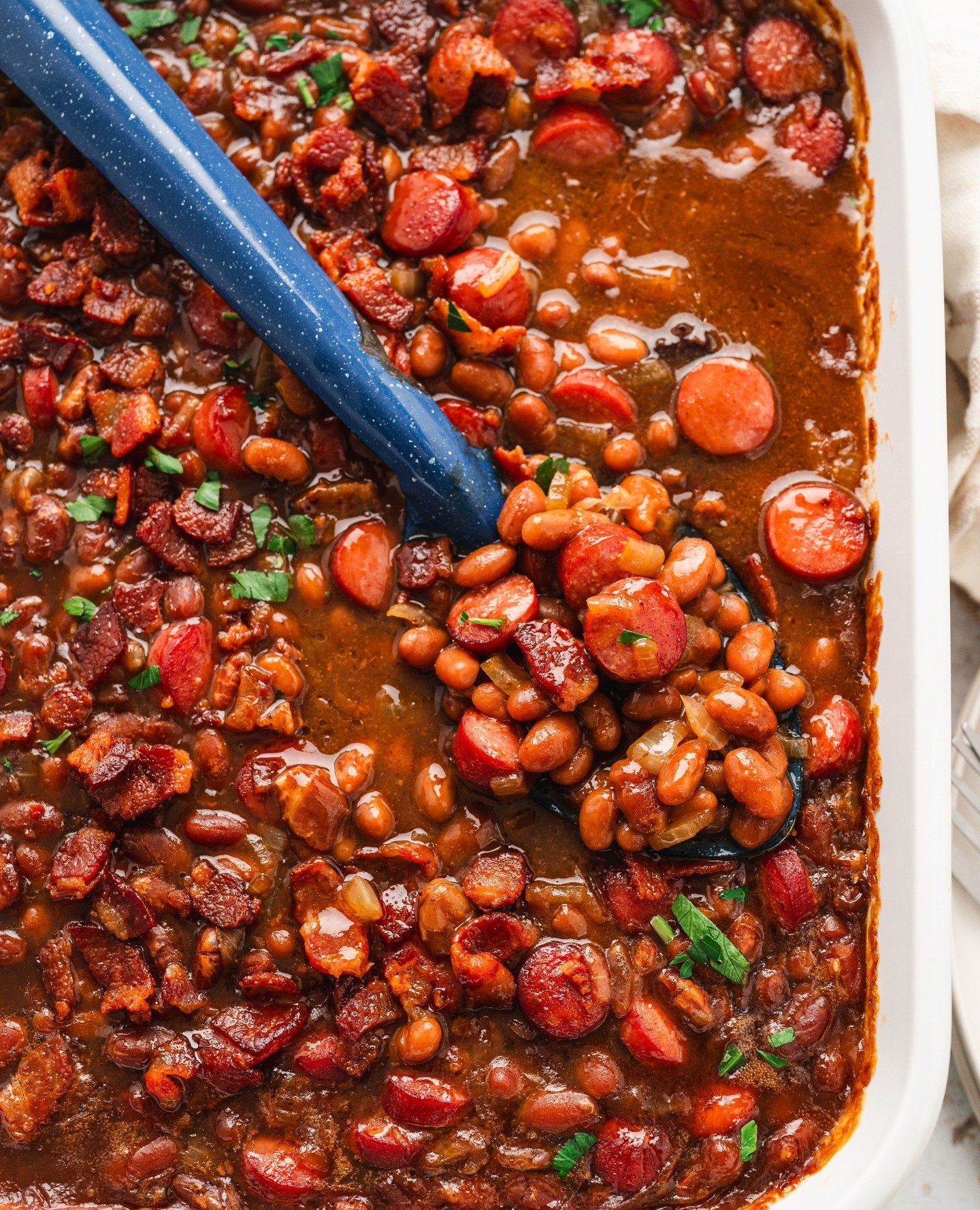 Smoky Bacon Hot Dogs and Baked Beans
