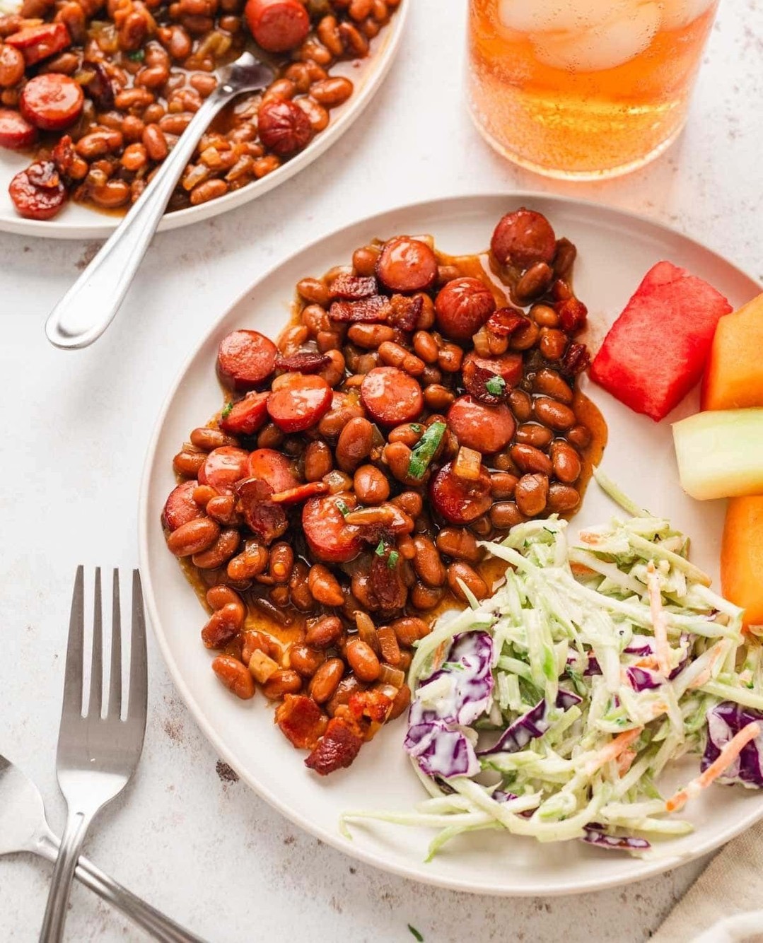 Smoky Bacon Hot Dogs and Baked Beans