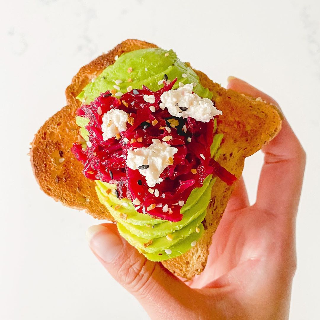 Beet Sauerkraut Avocado Toast