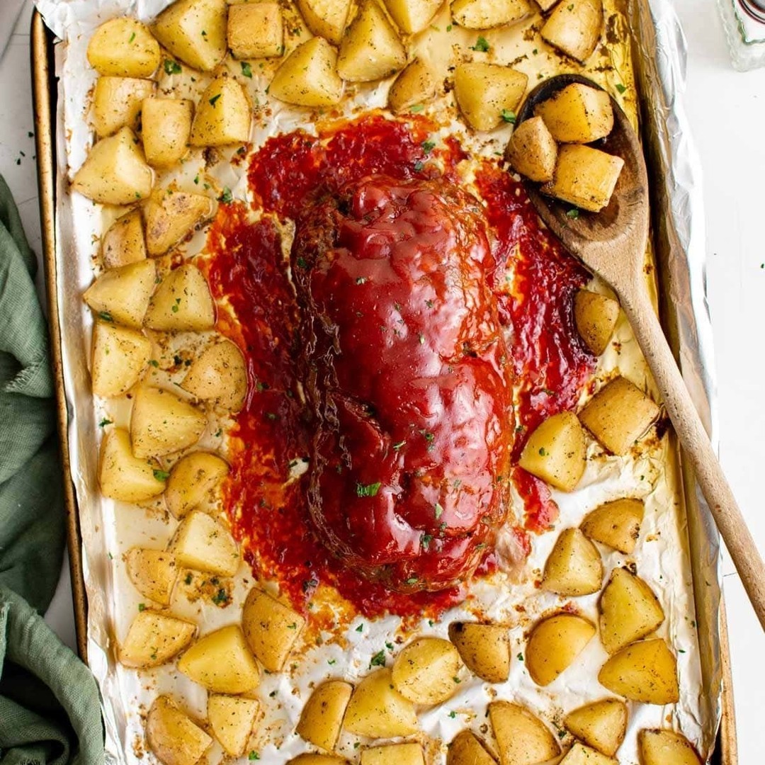 Sheet Pan Meatloaf and Potatoes