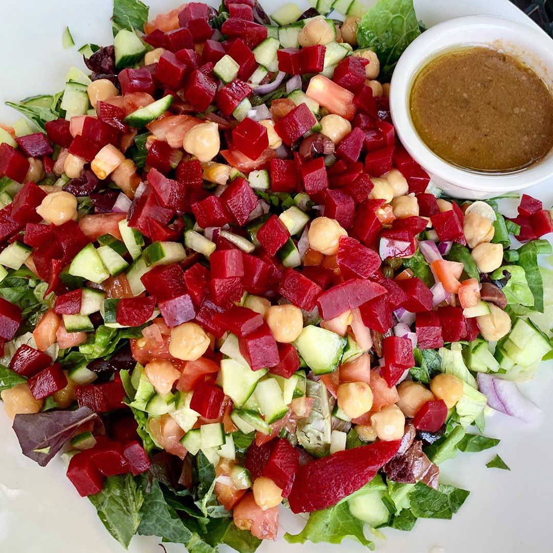Chopped Salad with Vegetables and Chickpea Mix