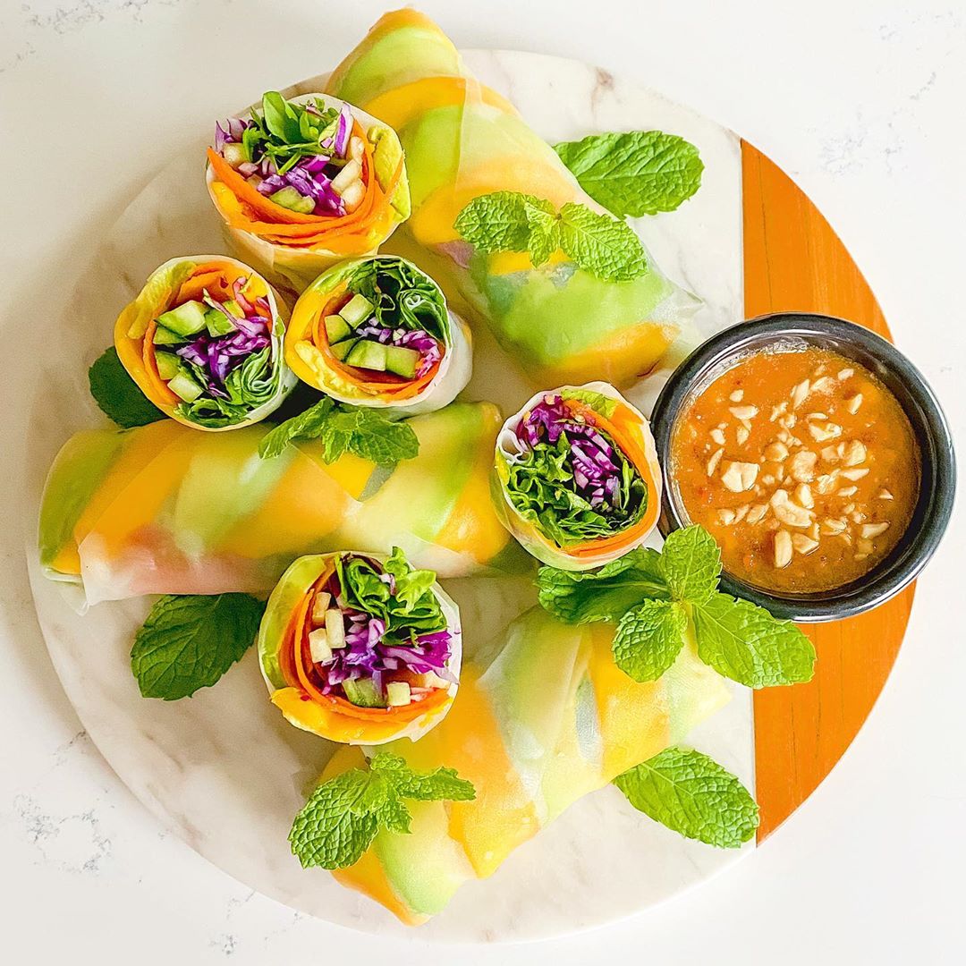 Rainbow Mango Avocado Spring Rolls