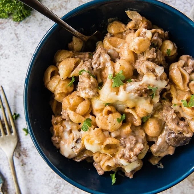 Cheesy Hamburger Casserole with Pasta and Tomato Sauce