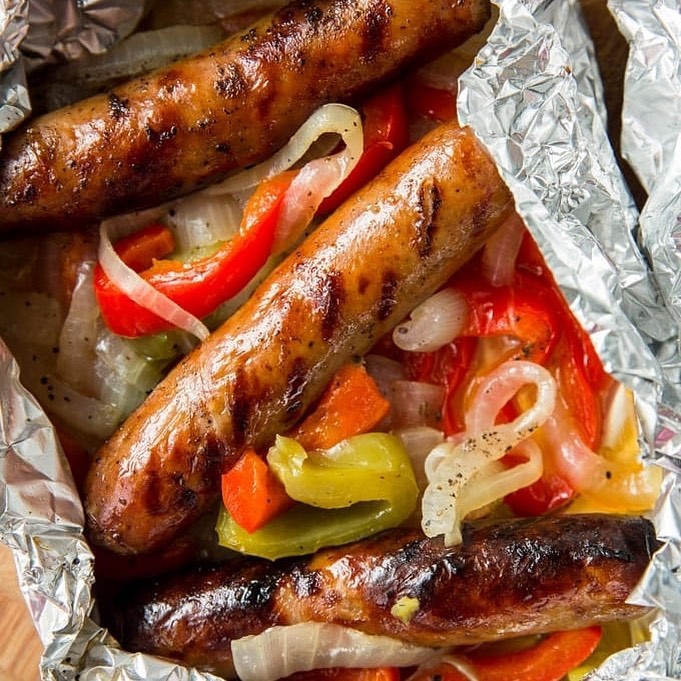 Grilled Sausage and Peppers Foil Packets